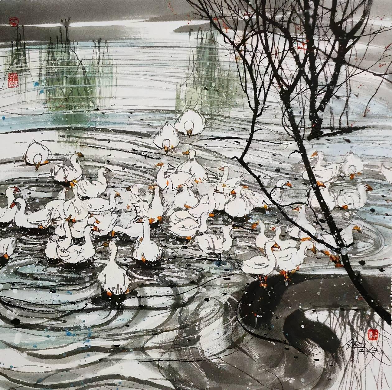 清新诗意的水墨画美到窒息