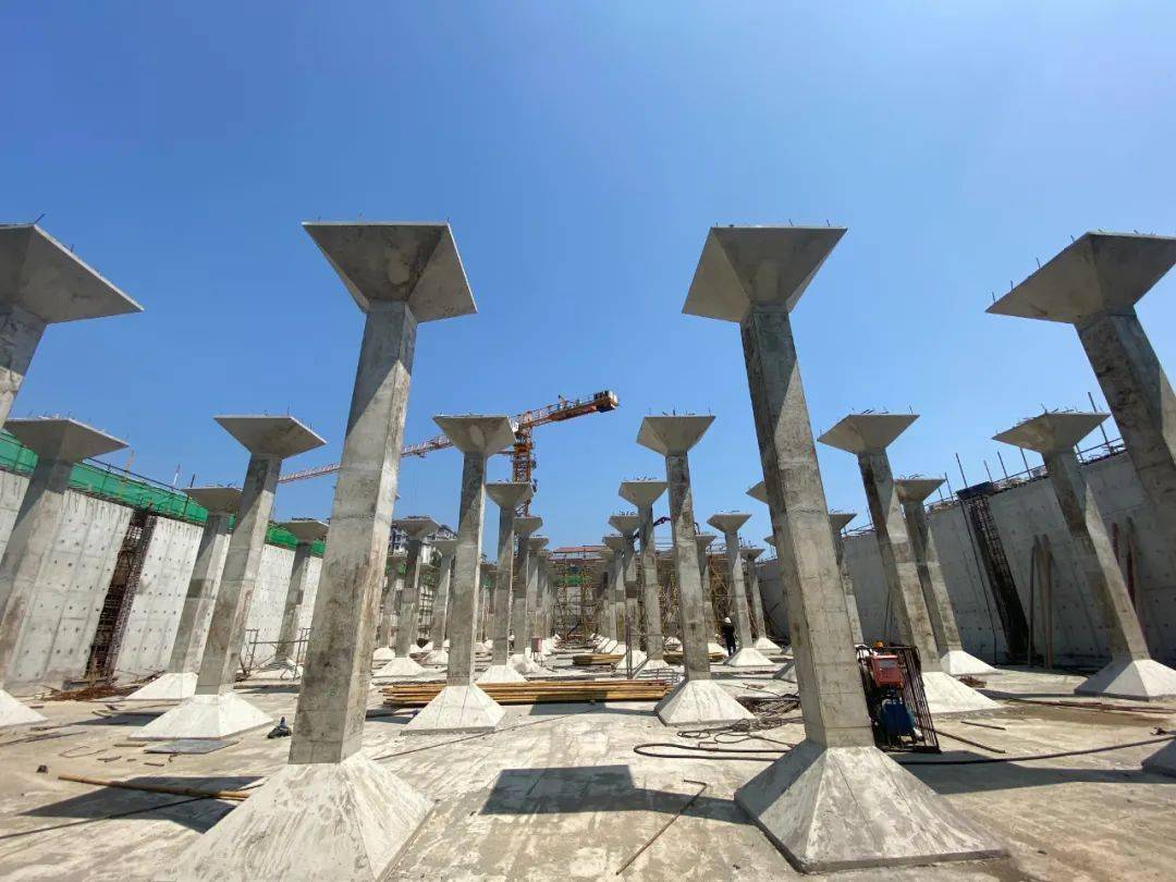 清水池导流墙结构柱浇筑