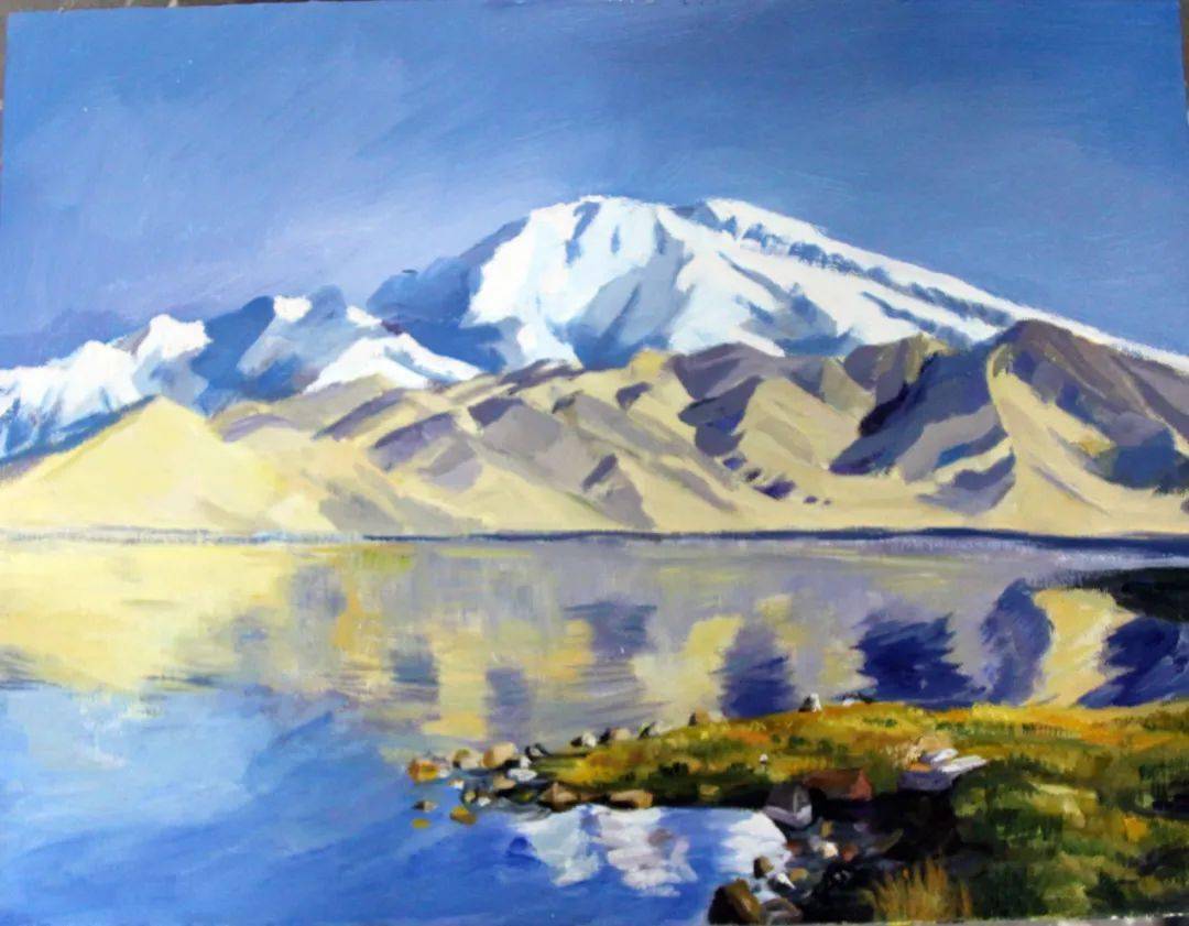 新疆风景画简单图片