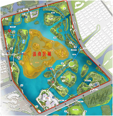 九龙汇公园内场(如下图)活动区域2021年4月24日(星期六)13:00