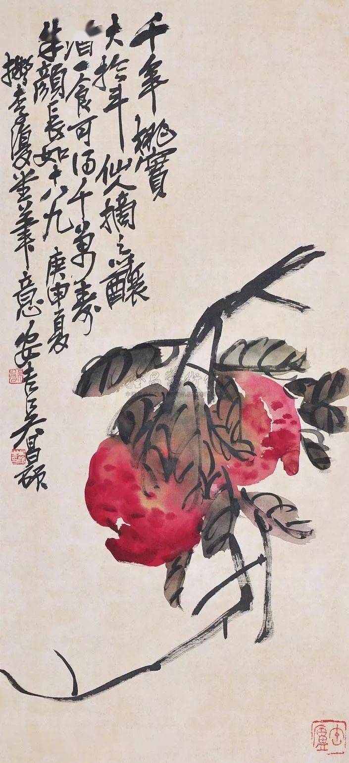 赵之谦 寿桃作为盛夏最为常见的水果,古代画家经常以桃入画,更通过