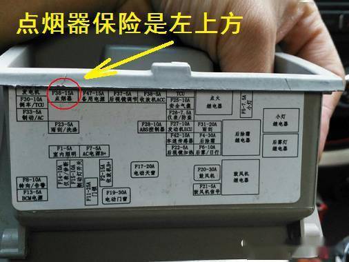 点烟器保险是左上角第二个:远景取电位置:常电可以考虑行李箱灯保险丝