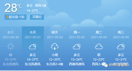 西安市氣象臺2021年5月1日16時發佈天氣預報:合理安排出行隨時關注