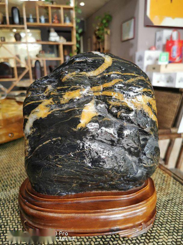 美石收藏之金丝石摆件