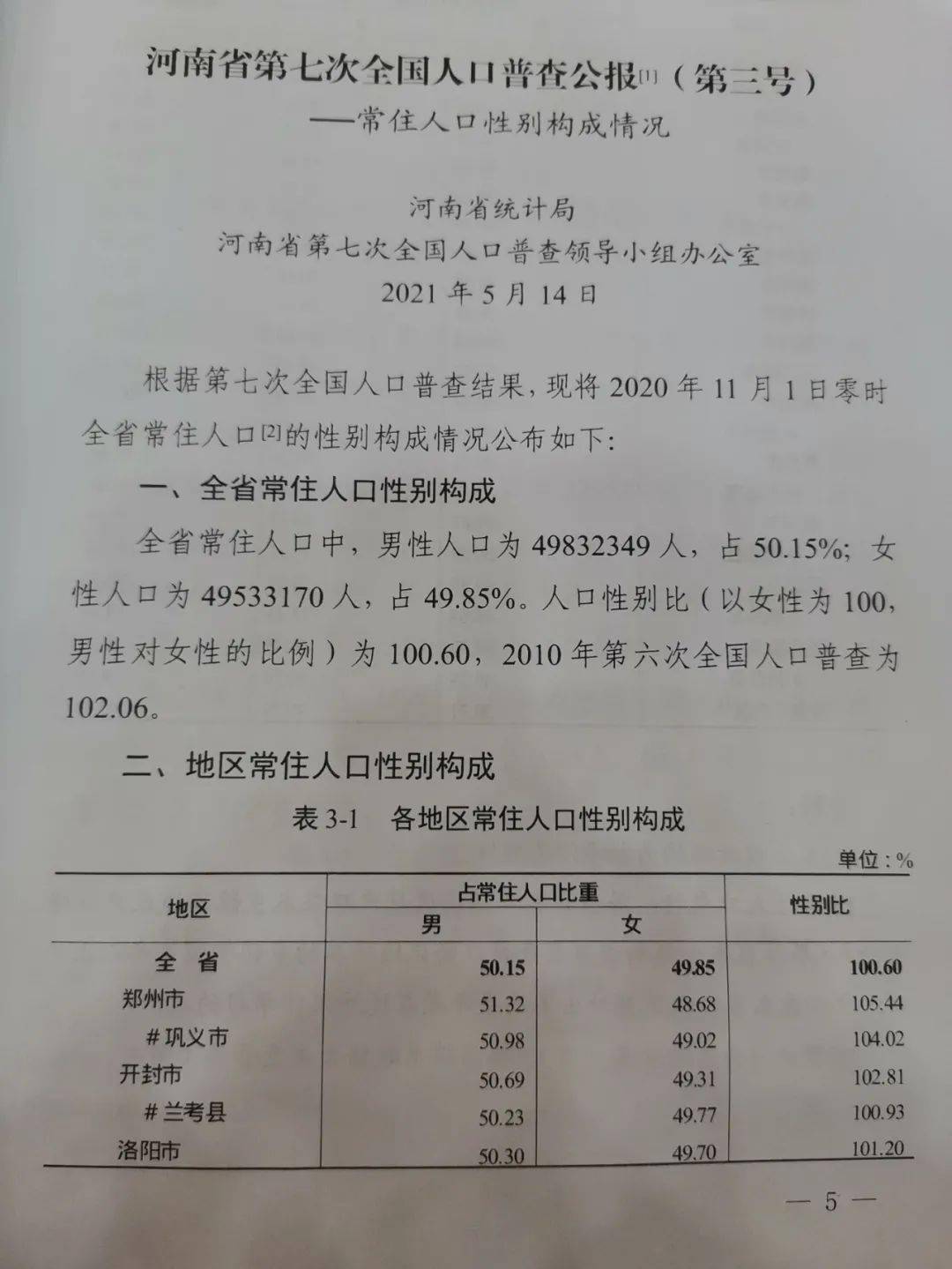 固始县常住人口104万河南省第七次全国人口普查公报