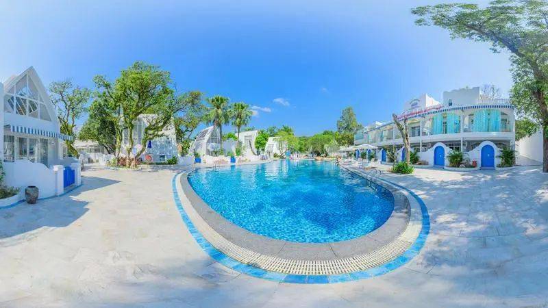 从化地中海圣托利温泉庄园￥599住泡池高级房感受希腊风情