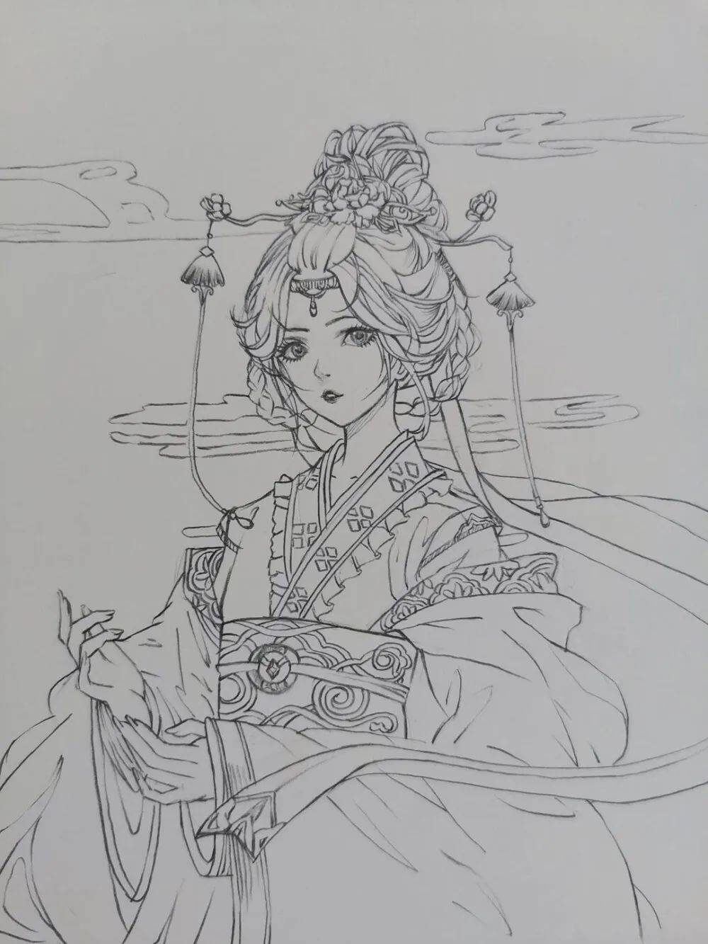 黑白线稿:线稿素材 人物临摹