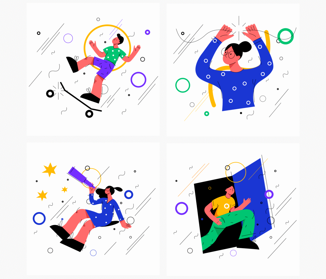 ui素材多彩的人物元素矢量网站设计插画