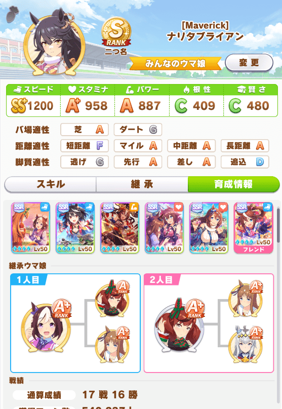 赛马娘 高配先行成田白仁育成参考 Ura