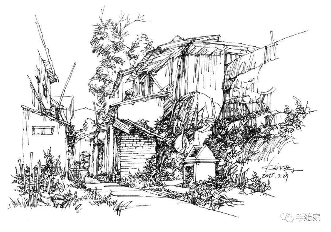 马克笔大师夏克梁行走中的绘画