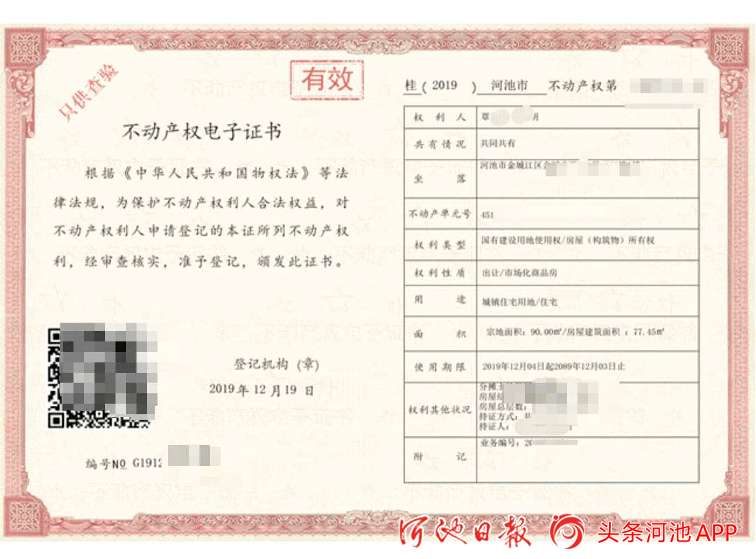 不动产权电子证书样本.