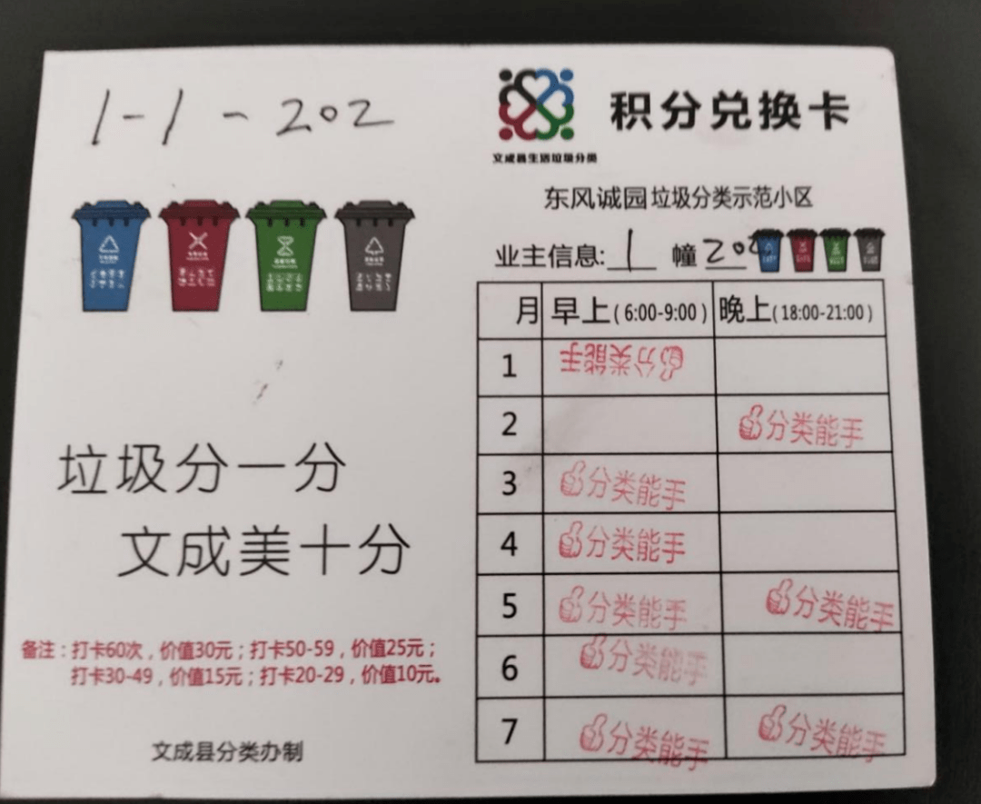 积分兑换礼品文成垃圾分类有新招