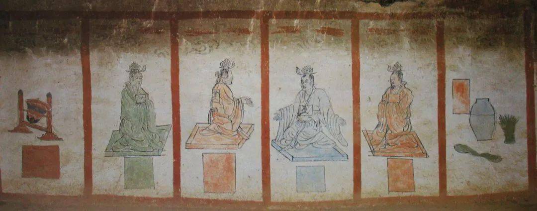 庄唐王公淑夫妇墓花鸟屏风壁画河南安阳北关唐赵逸公墓花鸟屏风壁画