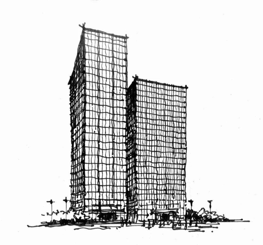 西格拉姆大厦 手绘图片