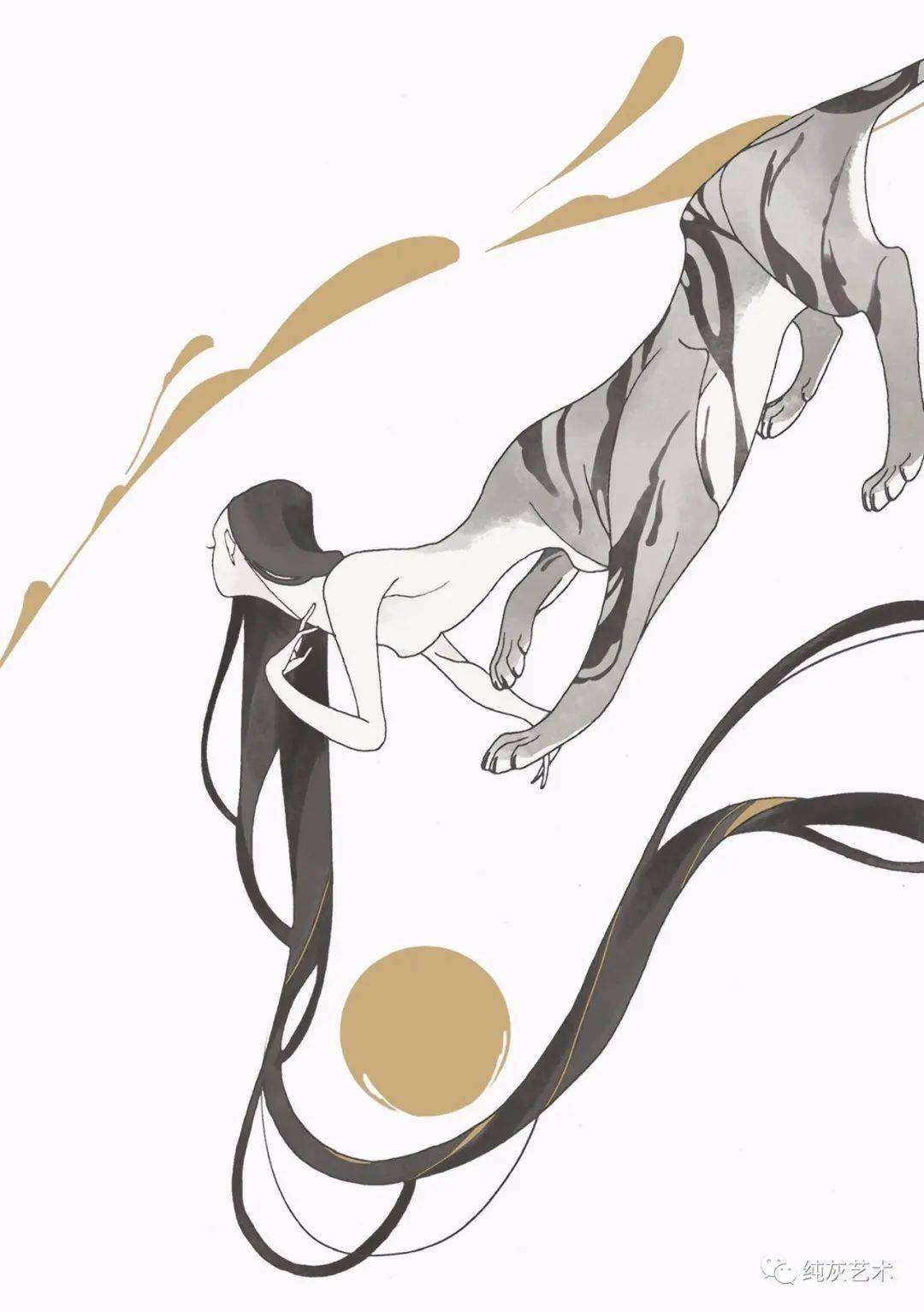 唯美的人头兽身插画