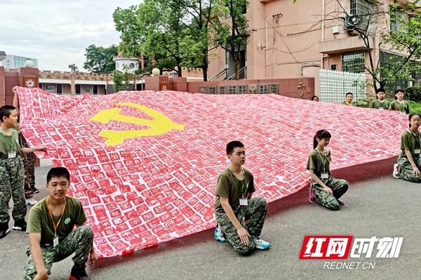 文化|献礼建党百年 雨花区学子共同印制巨幅党旗
