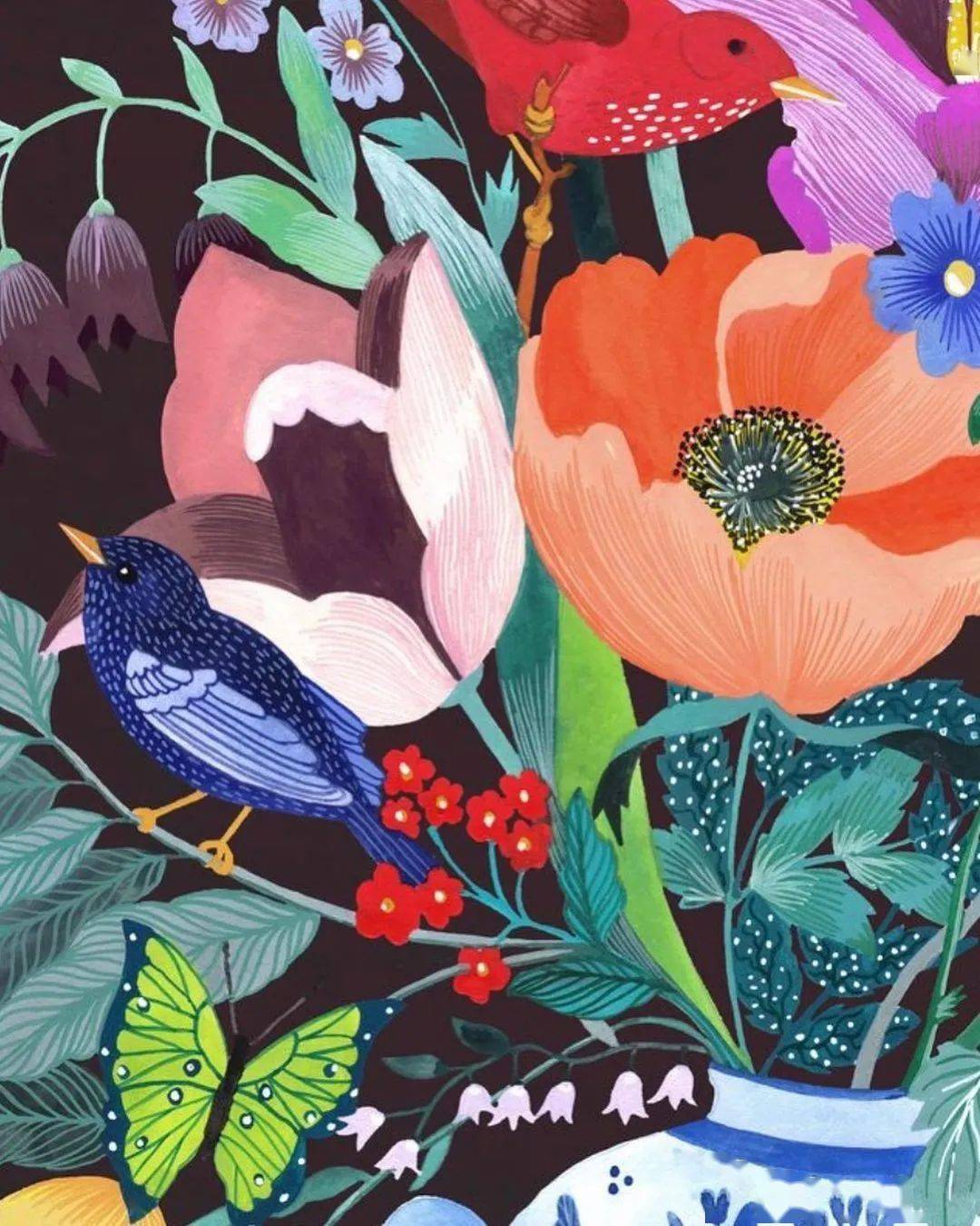 水彩平涂装饰画效果太强大了张张动人心魄反手就是一个赞