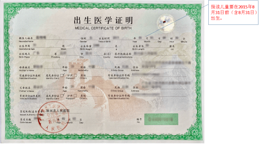 3.儿童的出生证2.儿童的免疫证1.
