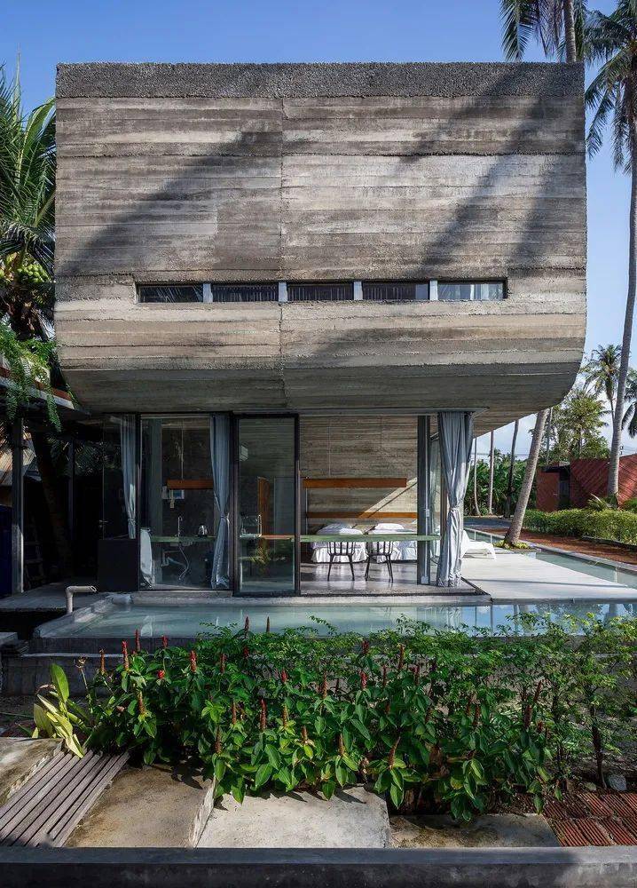 混凝土弧形流水民宿