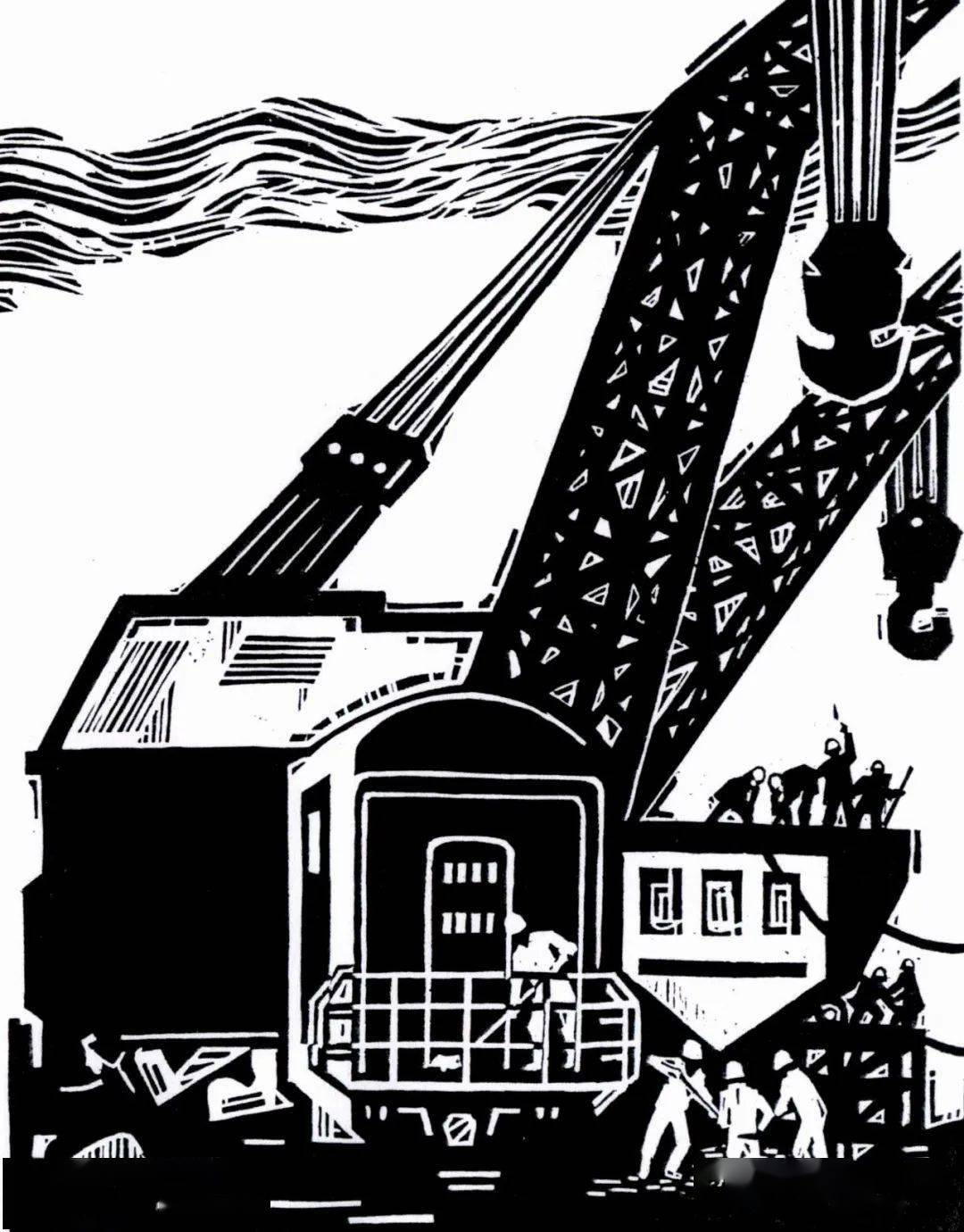 版画中冶丨为党奋斗美如画_劳动