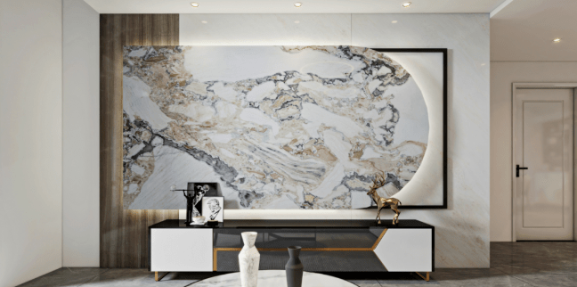 50款新中式大理石背景墙案例_传统