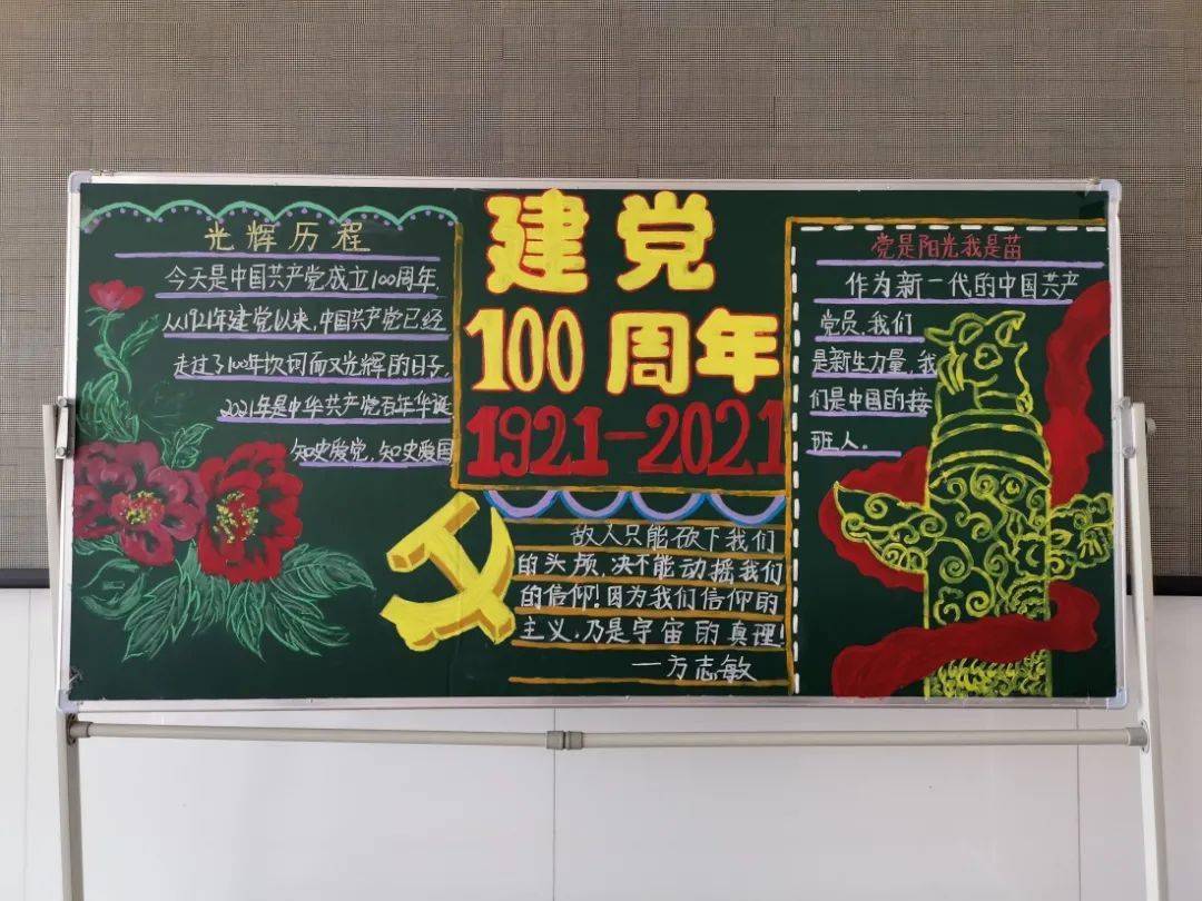 建党100周年黑板报文字图片