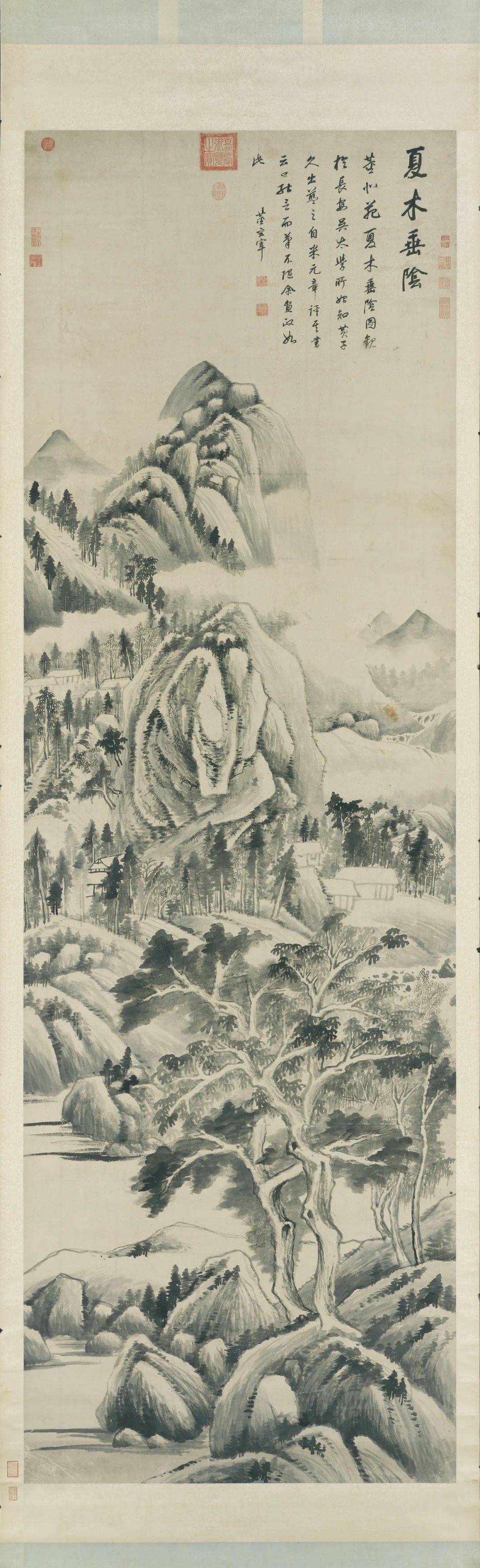 赏画明董其昌夏木垂阴图