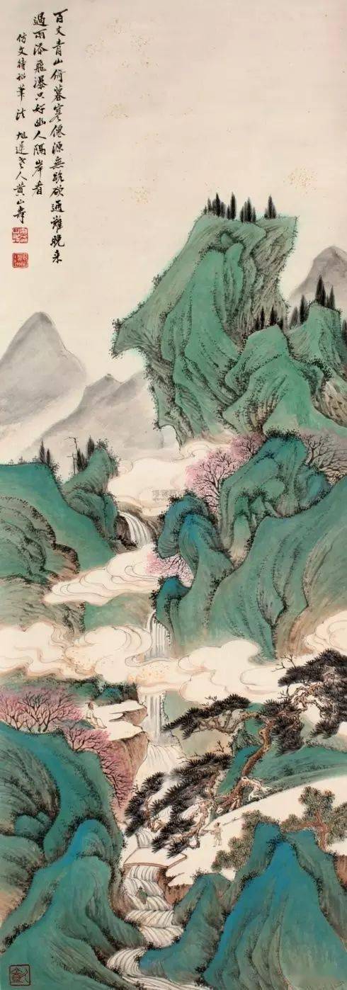 八雅轩丨艺术经典清末名家黄山寿青绿山水欣赏