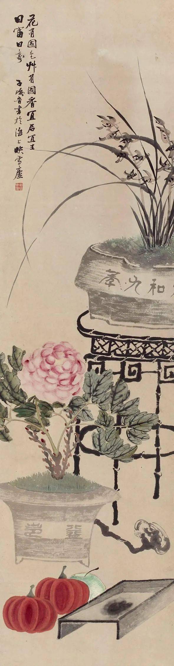 古朴典雅的花卉博古画