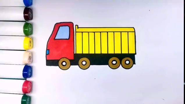 卡车简笔画儿童彩色图片