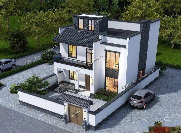 3款带庭院的农村别墅,前院种花后院种菜,这样建房等着邻居羡慕_建筑