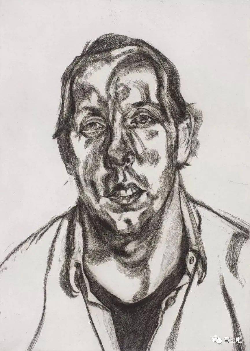 写生啦弗洛伊德丨素描人物与油画肖像对照