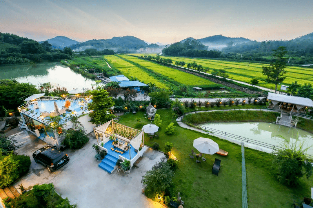 广州自驾1h藏在增城这座稻田里的花园网红民宿带娃野餐丨柒舍