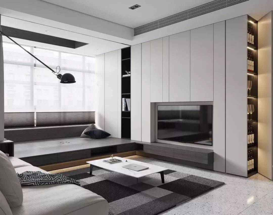 小户型适合做个收纳款的电视背景墙,实用又美观_柜子