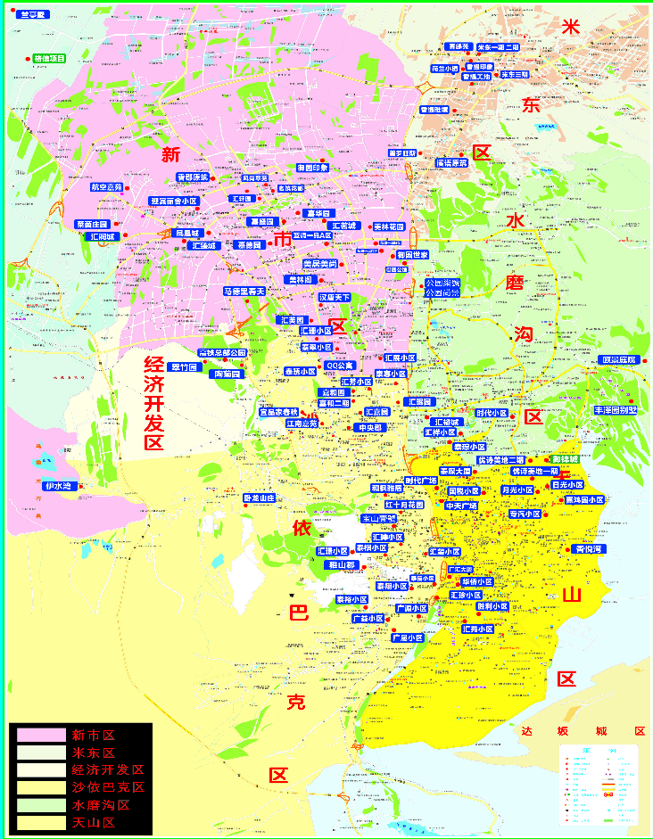 乌鲁木齐七个区地图图片
