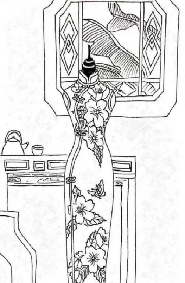 旗袍画法 古代图片