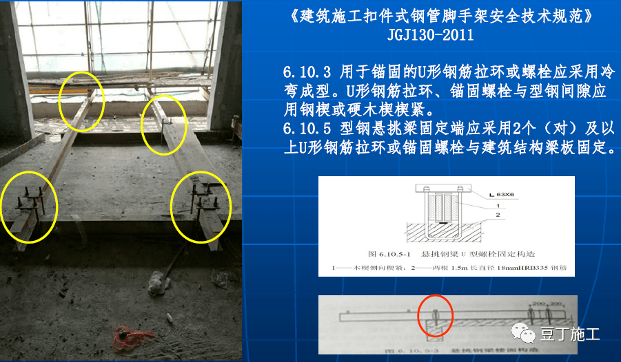 4 型鋼懸挑腳手架鋼樑根部錨固長度不規範