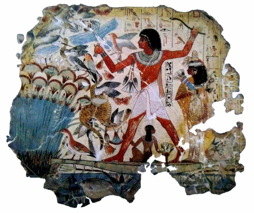 古埃及底比斯内巴蒙墓中的壁画(约前1450)绘于干石膏上