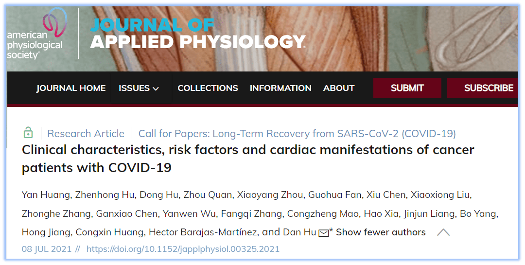武汉大学人民医院胡丹教授团队揭示COVID-19肿瘤患者的高危心血管表现 