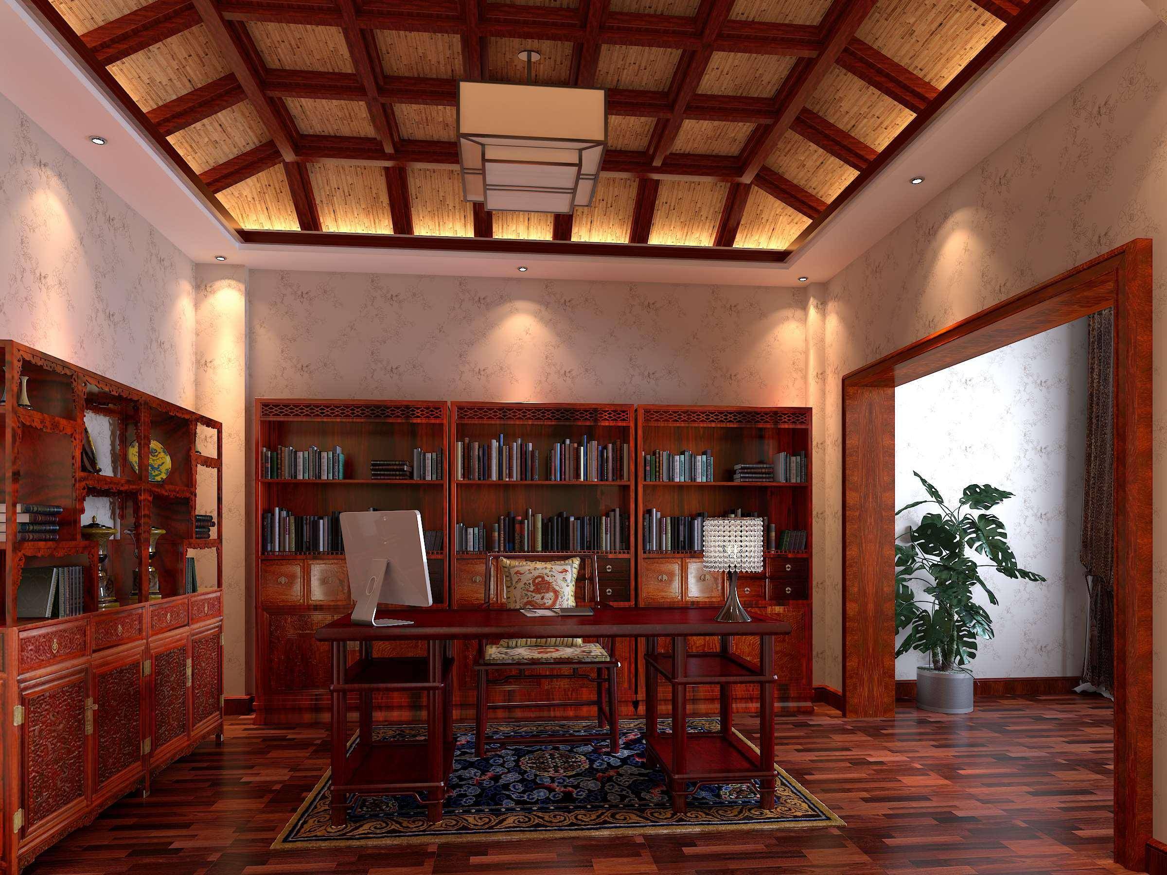 显得优雅高贵,以简单的博古架来修饰,搭配红木线条,处处皆是风雅质感