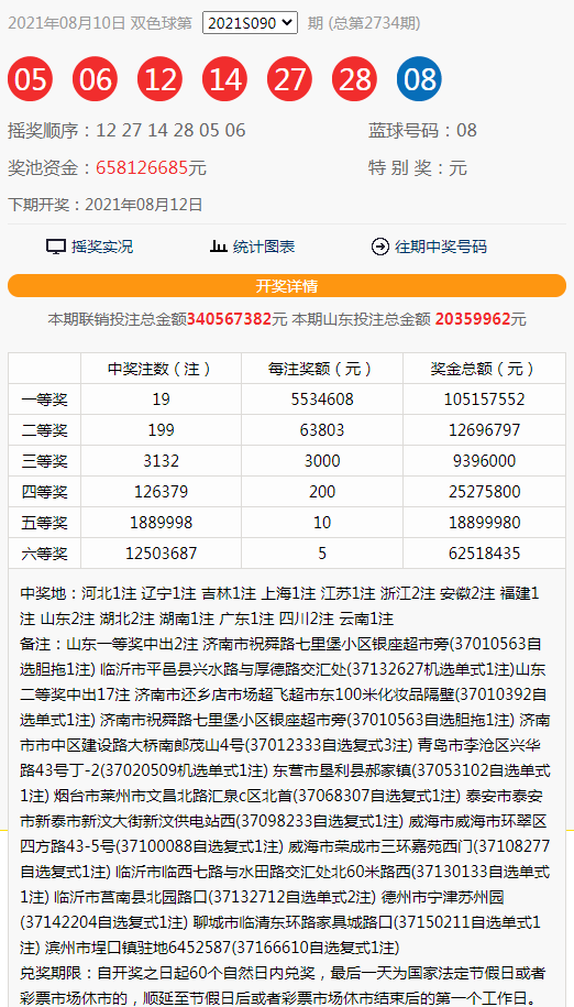 2021双色球开奖结果图片