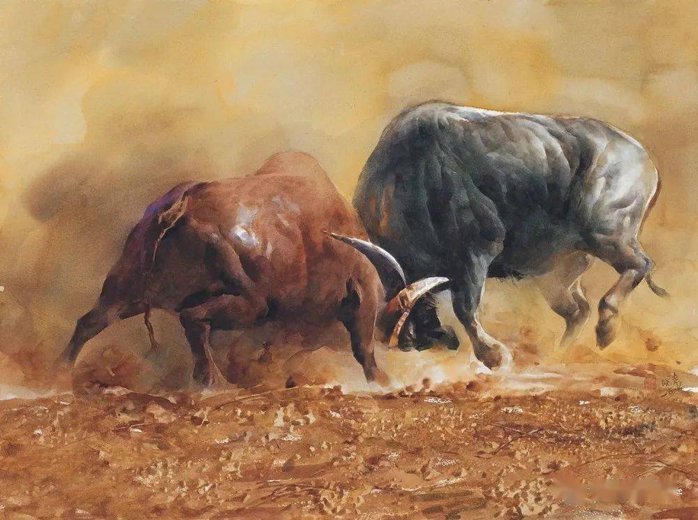 他的水彩画带有浪漫主义气质,以写实技法为主,擅