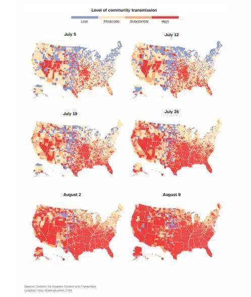 疫苗|美国，几乎全红了！