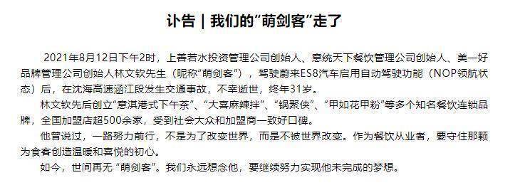 31岁企业家命丧蔚来汽车,是谁惹的祸?