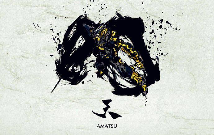 水墨风格机动战士高达插画巴巴托斯比强袭自由高达帅气