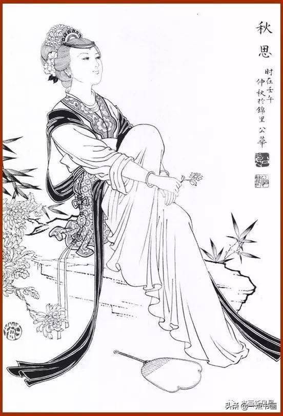 唯美灵动婀娜多姿刘公华的仕女白描