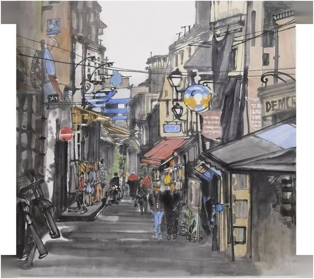 纯水墨都市街景一种特别的审美效果