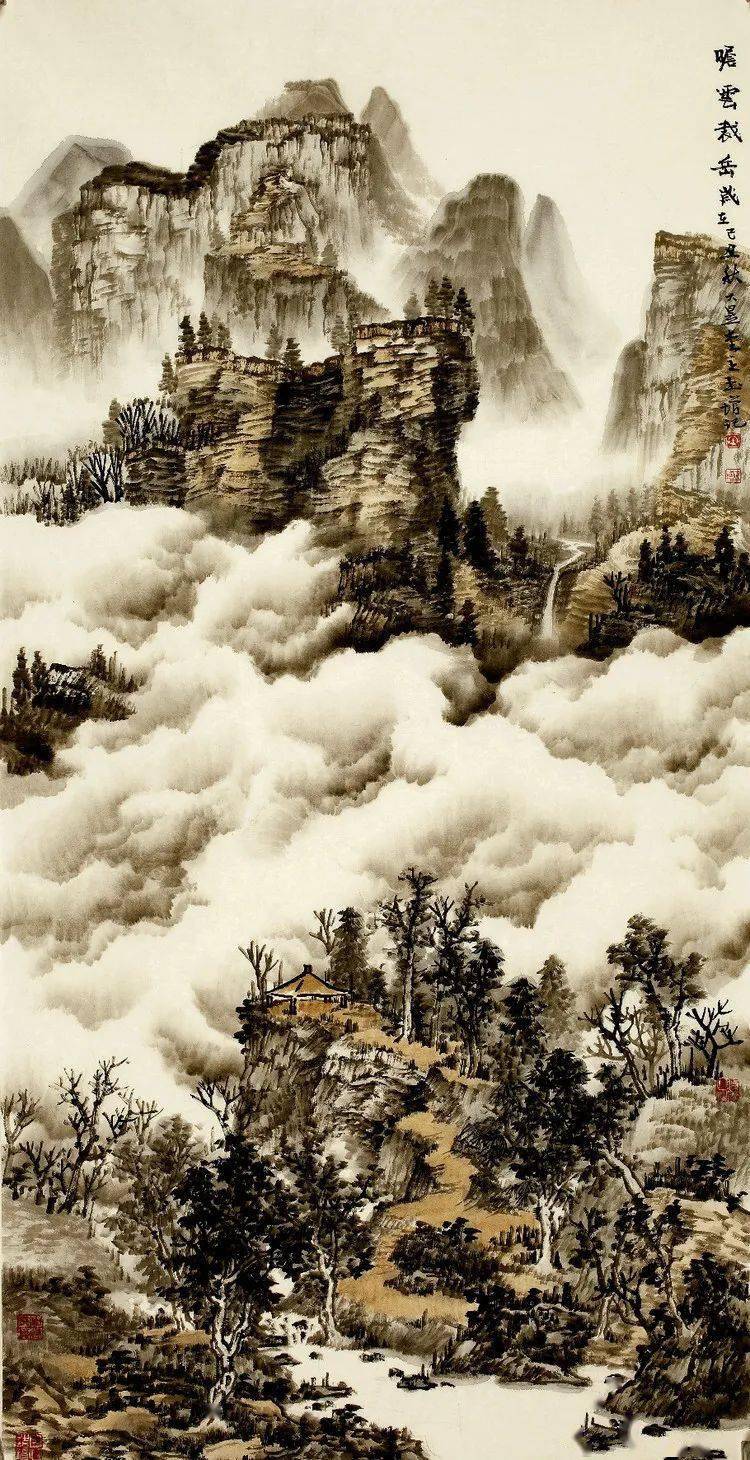 云雾缭绕仙境山水画图片