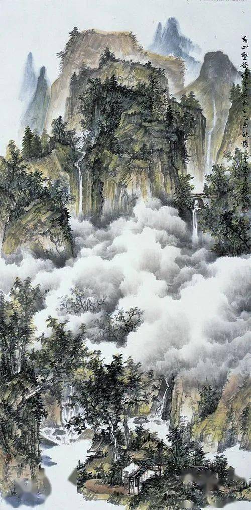 这组山水画云雾缭绕宛如仙境