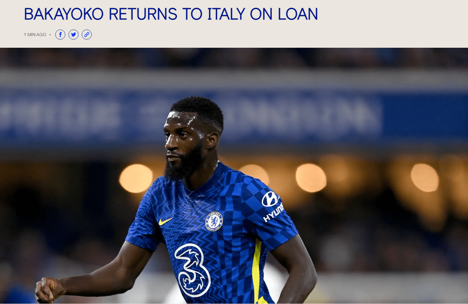 切尔西官方巴卡约科租借加盟ac米兰租期为两年